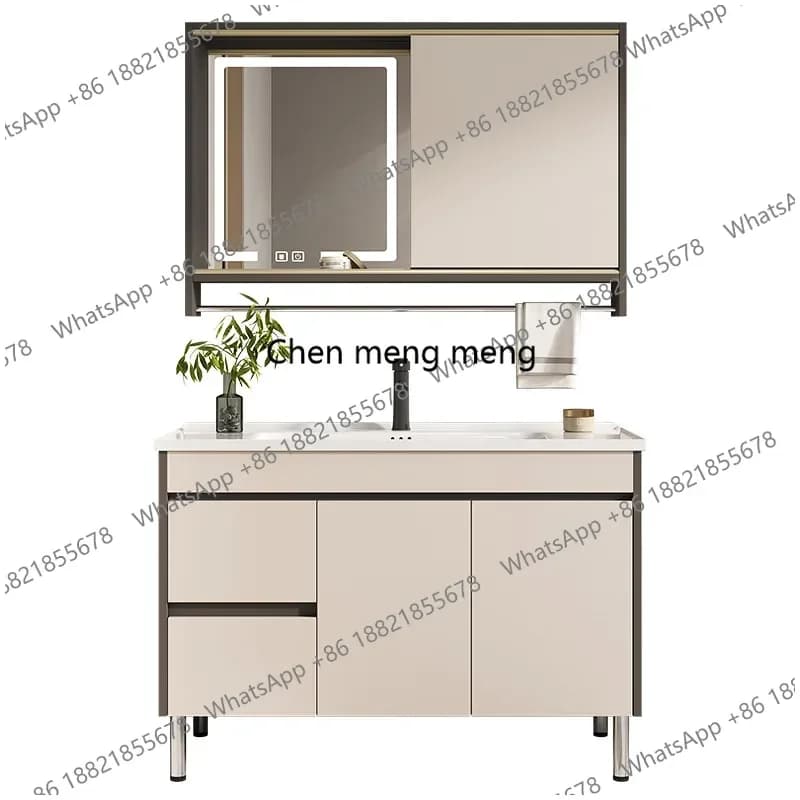 Mobili da Bagno Moderni Grigio Latte: Mobile Lavabo da Terra, Mobiletto WC, Armadietto Specchio Smart, Arredamento Bagno