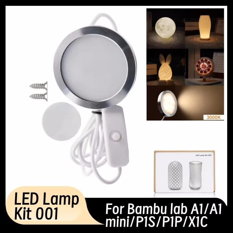 Lampada LED modello stampante 3D per stampante 3D Bambulab A1/A1 Mini, P1P/P1S, X1/X1C/X1E Makerworld MH001, stampe fai da te. Modello LED