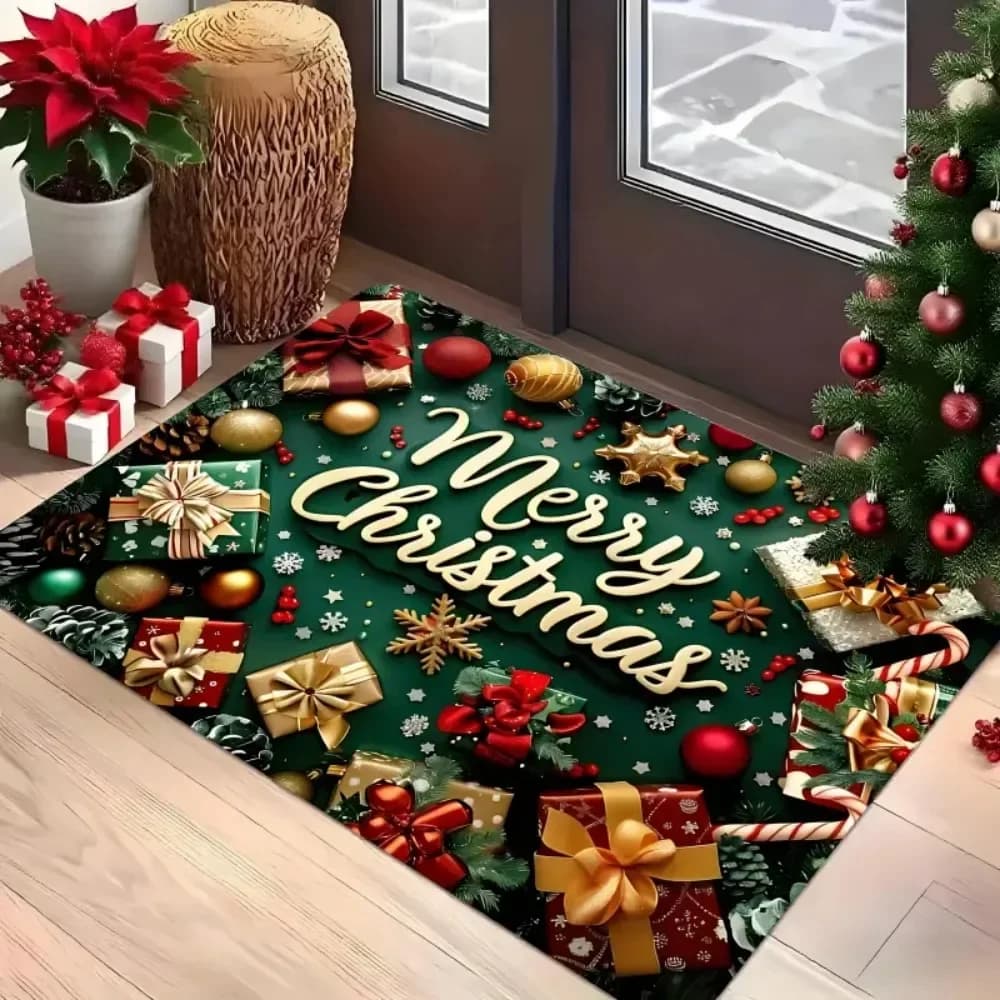 Tappetino con motivo di buon Natale Modello regalo di Natale Zerbino d'ingresso per la casa Portico Cucina Bagno Camera da letto Tappetino decorativo antiscivolo