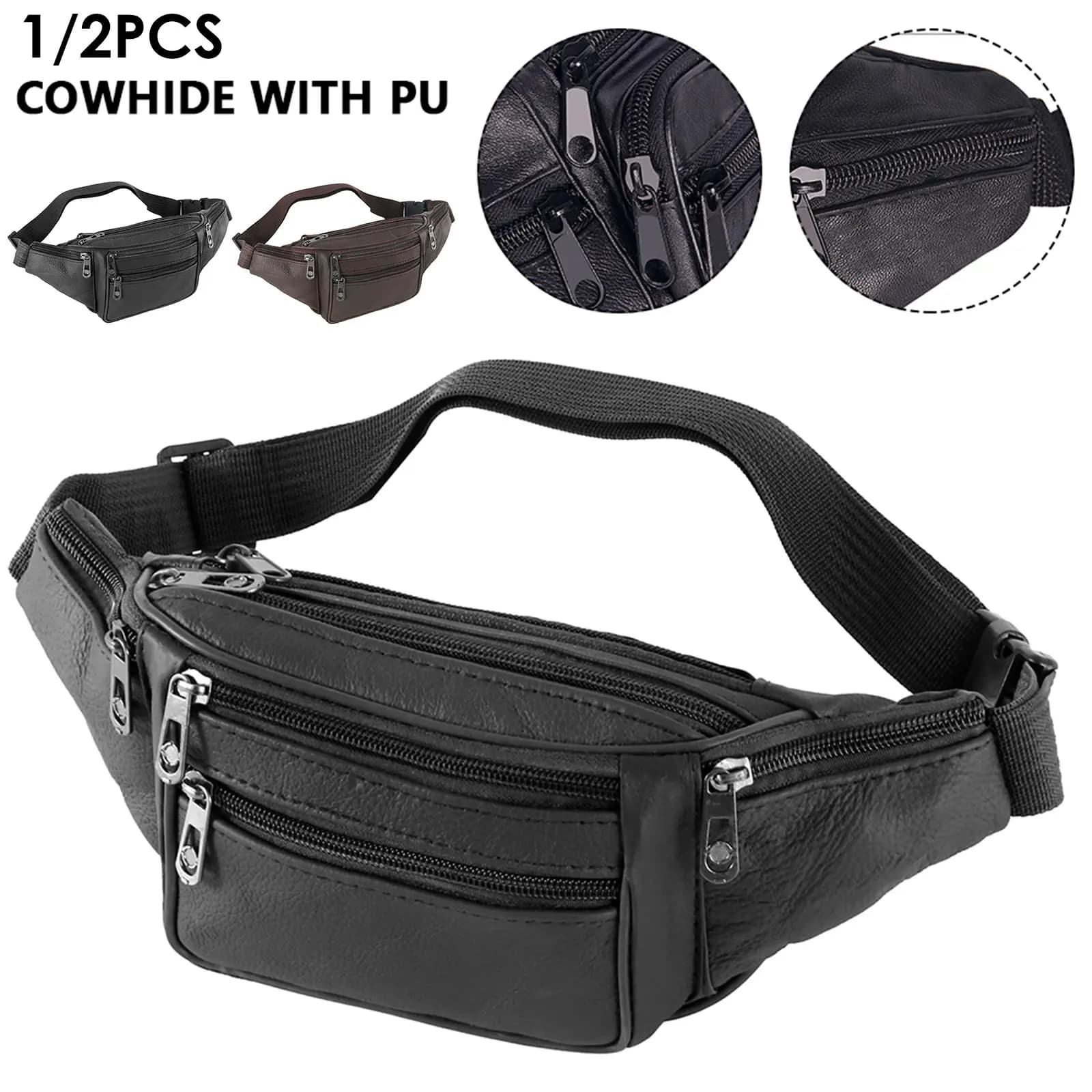 Marsupi Marsupio alla moda con 7 tasche con cerniera Marsupio casual regolabile per viaggi, shopping, escursionismo, ciclismo