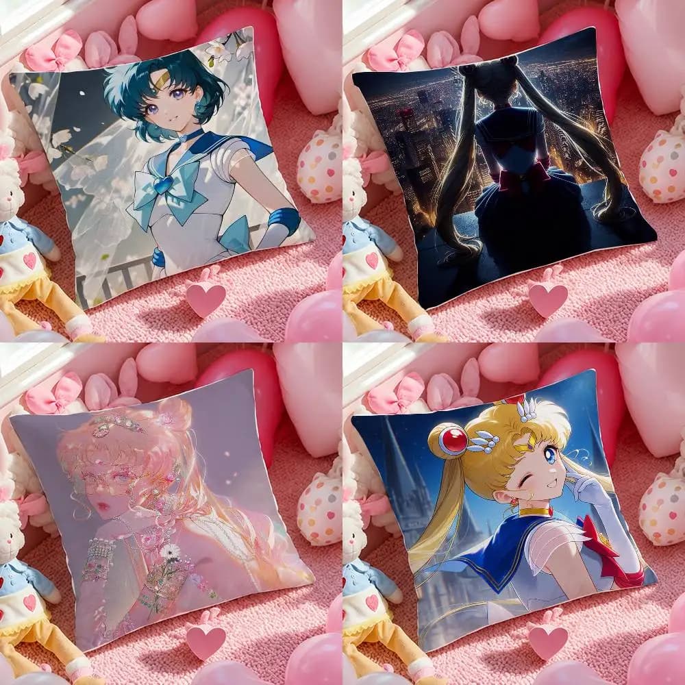 Fodera per cuscino in peluche Sailor Moon Silver Crystal Anime, morbida e corta, per divano, camera da letto, decorazioni per la casa, idea regalo