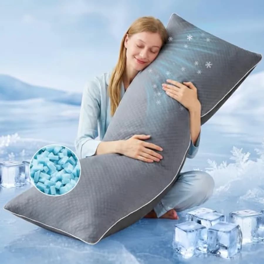 Cooling Body Pillow for Adults- Pillow Insert with Shredded Blue Memory Foam, Soft Support for Side Sleepper, Pregnant Women, B
