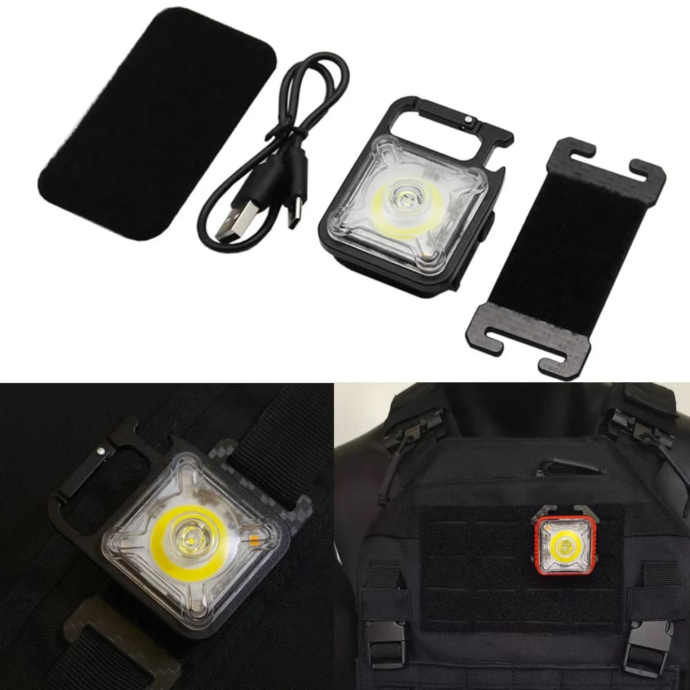 USB Charging Outdoor Portable Flashlight Mini Light Camping Hiking Safety Rescue Signal Light For Molle 20mm Backpack Strap