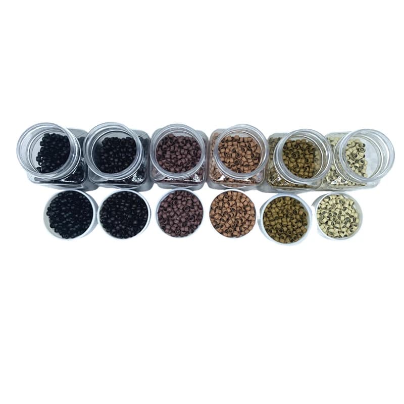 Perle per capelli nano in rame da 3000 pezzi da 4 mm per estensioni Micro anelli di collegamento Perline per estensioni dei capelli non in silicone