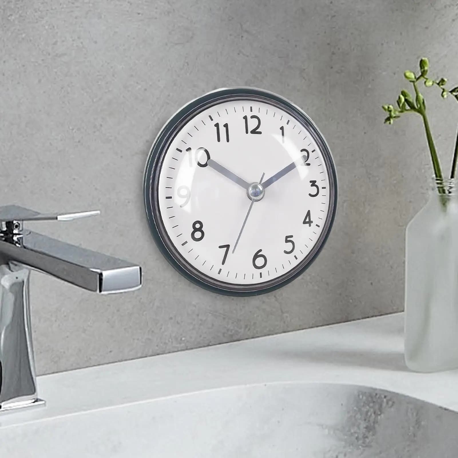 Orologio da Parete per Bagno con Ventosa, Impermeabile, a Batteria, con Sveglia, 3 Pollici, Piccolo Orologio per Bagno, Casa, Ufficio, Soggiorno