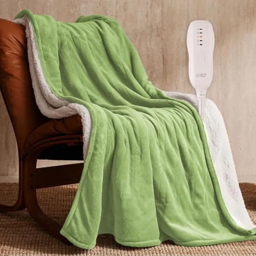 Coperta Riscaldante 50"x60" - Coperta Elettrica in Flanella Certificata ETLandFCC, Lavabile in Lavatrice, con 5 Livelli di Riscaldamento e 3 Orari di Funzionamento