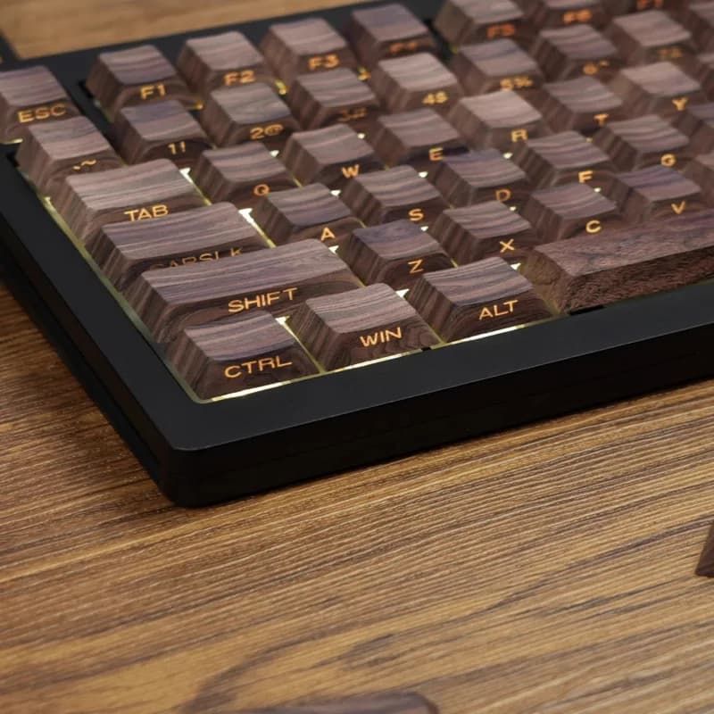 XVX 126 Posters with Retroilluminati Side Printing, Keycaps with Wood Pattern, PBT Customised with Side Sublimation Printing for Cherry MX Switch, Gaming Mechanical Keyboard