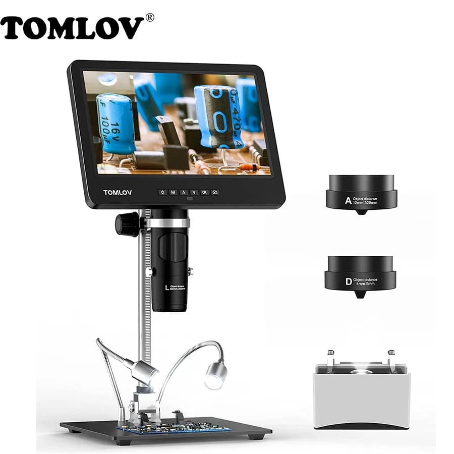 Tomov DM601 Microscopio digitale 1500X tripla lente 7 "IPS moneta di saldatura HDMI USB microsscopio LED 2K per telefono iOS Android PC