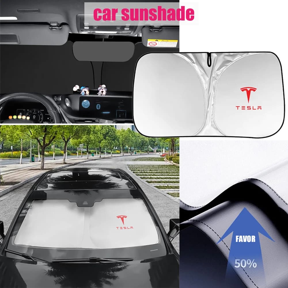 Parasole pieghevole per parabrezza auto, protezione UV riflettente per finestrino anteriore, accessorio per Tesla Model Y X.