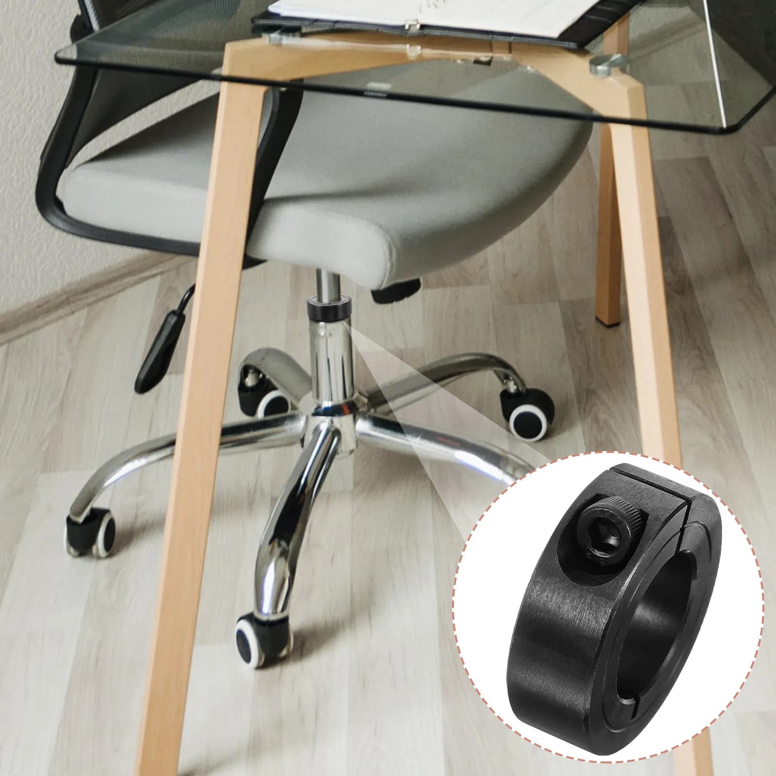 Kit di Riparazione per Sedia da Ufficio in Acciaio Inossidabile, Facile da Installare, Anello di Fissaggio Cilindrico per Sedia da Gaming
