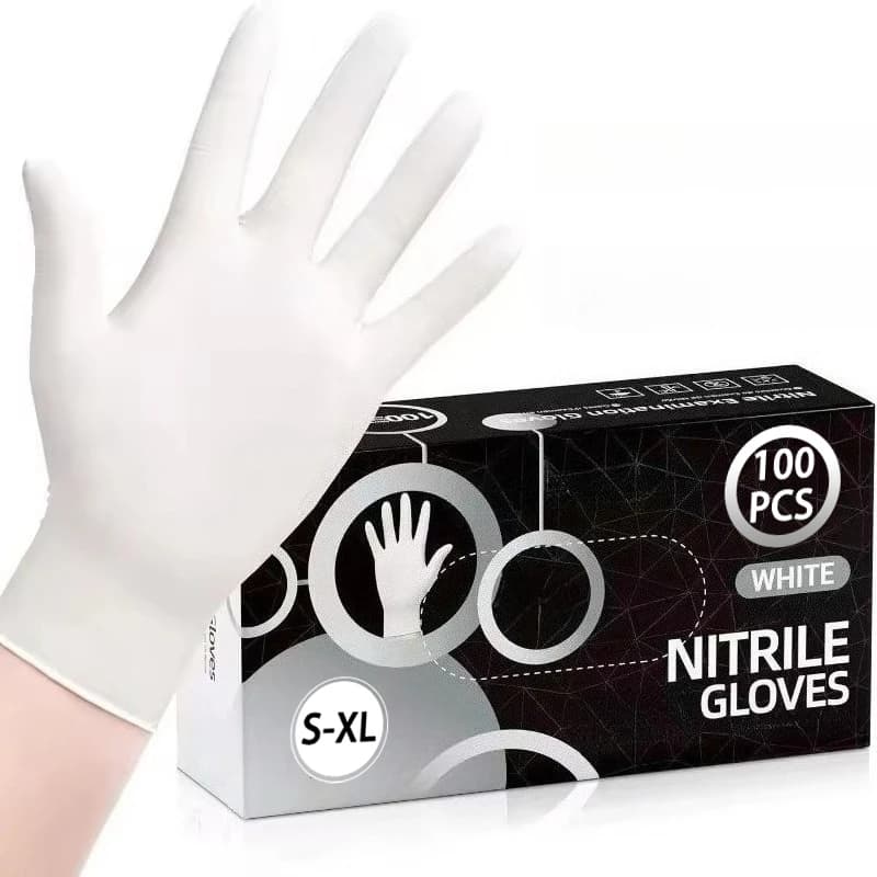 20/60/100PCS Disposable White Nitrile Gloves Household Gloves Pet Hairdressing Dishwashing Kitchen Tattoo Shampoo Tools