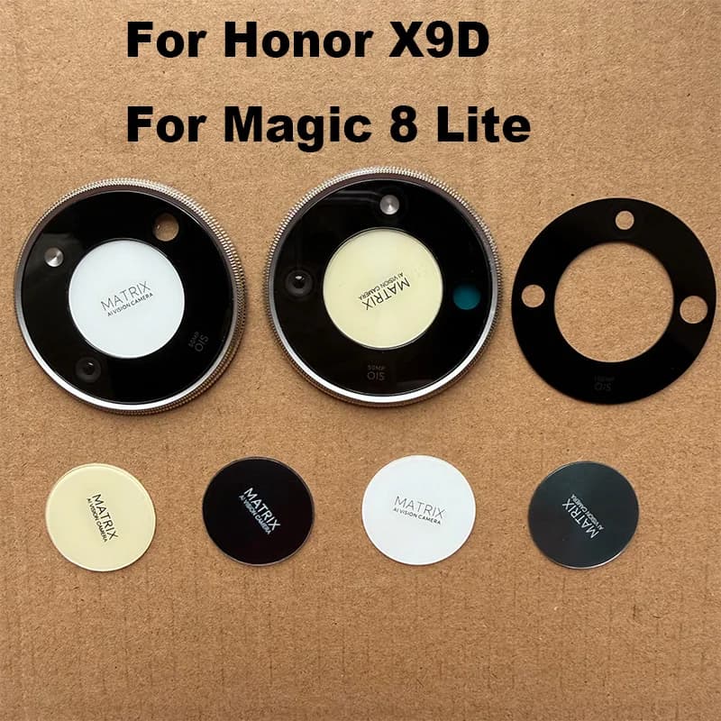 Per Honor Magic8 Lite / X9D: Pezzo di Vetro per Lente Fotocamera, Anello di Fissaggio e Coperchio - Ricambi per Smartphone Magic 8 Lite X9D