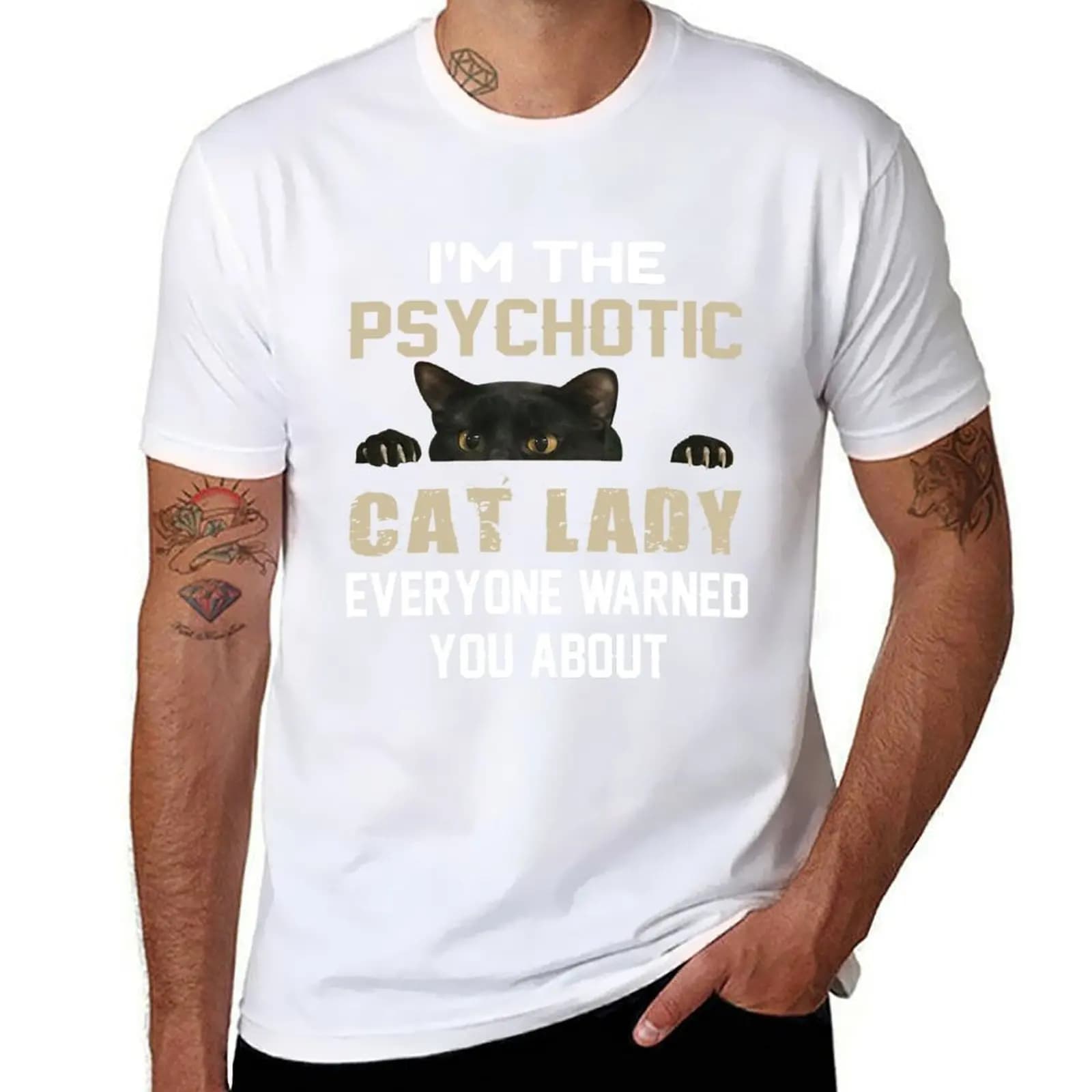 Maglietta traspirante sportiva da uomo con stampa 'About Warned I'm Everyone Cat You The Psychotic Lady'
