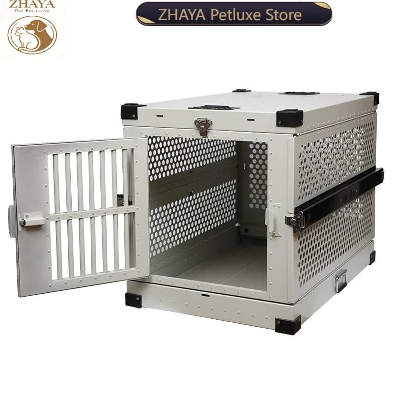 ZHAYA Foldable Airline Approved Heavy Duty Pet Carrier Crate for Car Travel Ventilated Sturdy Dog Cat Cage with Portable Handle