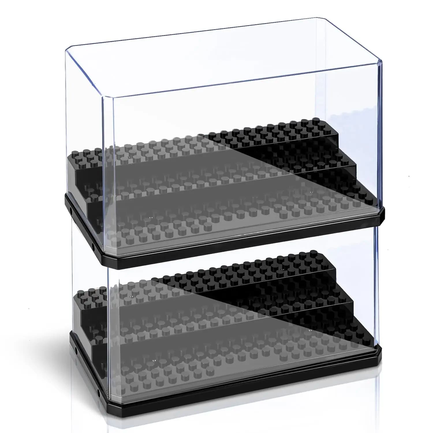 Acrylic minifigure showcase, stackable and dustproof construction blocks display for toy storage with Action Figure Lego
