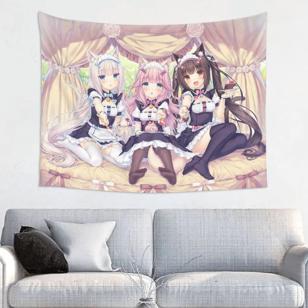 Nekopara Chocola Vaniglia Fraise Arazzo Hippie Appeso a parete Anime Otaku Fans Sexy Room Decor Tappetino yoga Arazzi psichedelici