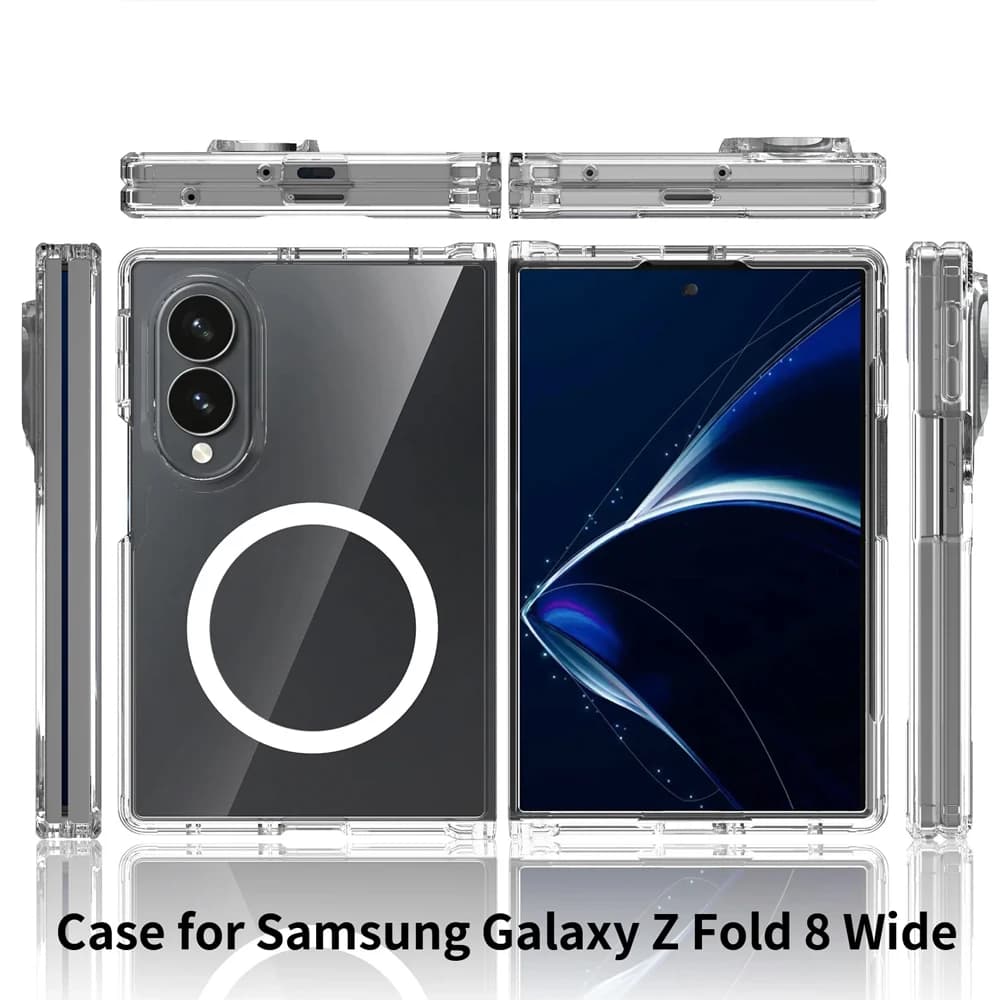 Clear Magnet Adsorption Case for Samsung Galaxy Z Fold 8 Fold8 All-inclusive Corners Reinforced Protection Cover for Magsafe