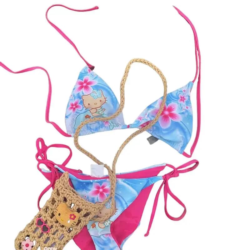 Costume da Bagno Sanrio Hello Kitty 2 Pezzi, Bikini Creativo a Cartoni Animati, Nuova Moda Sportiva per Ragazze, Carino Kawaii, Vendita Calda, Regalo per le Vacanze