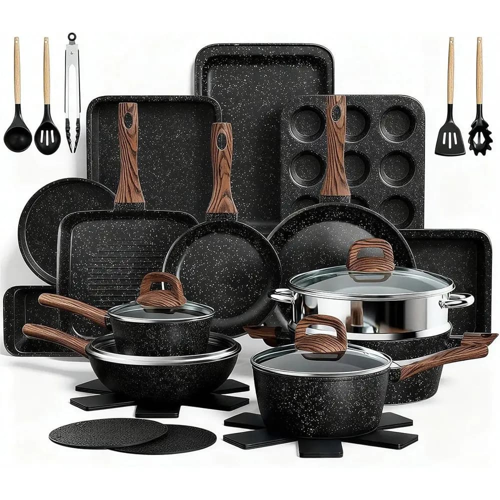 Set di Pentole Antiaderenti da 31 Pezzi con Padelle per Induzione, Griglia, Teglia e Utensili