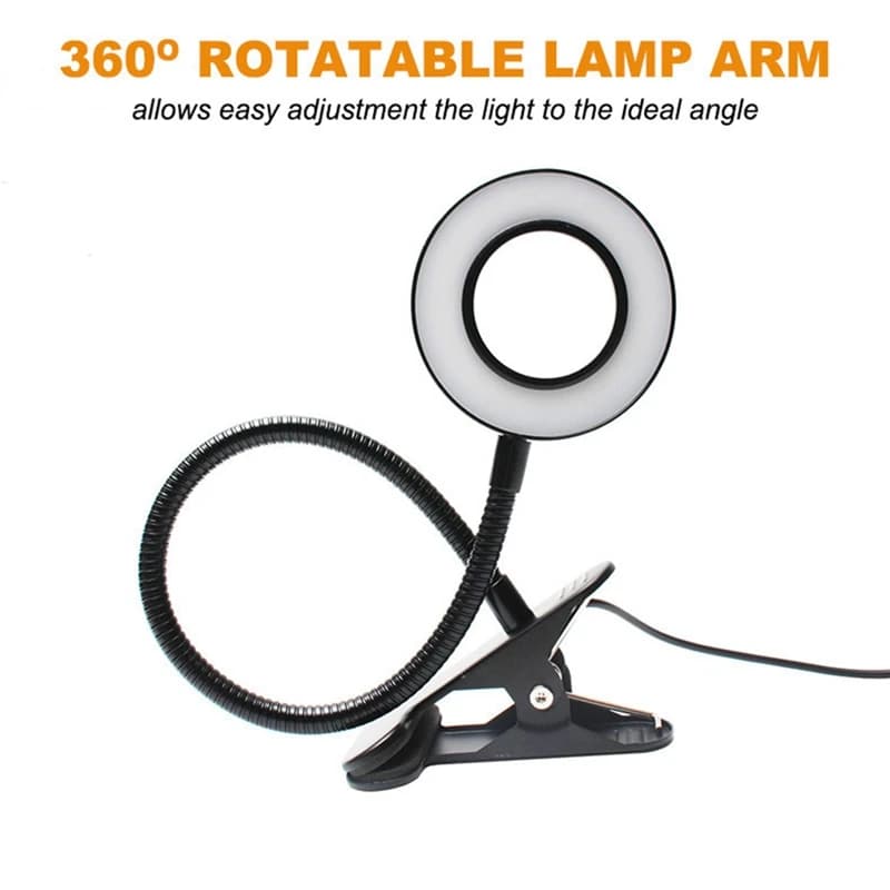 360 ° Lampada da tavolo da lettura flessibile Lampada con morsetto USB accattivante per banco da lavoro da scrivania da letto -A