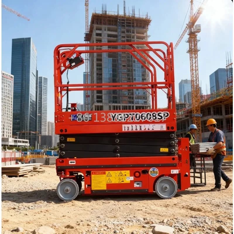 Piattaforma a forbice elettrica semovente con base stabile da 12m, 14m, 16m e ringhiera di sicurezza flessibile