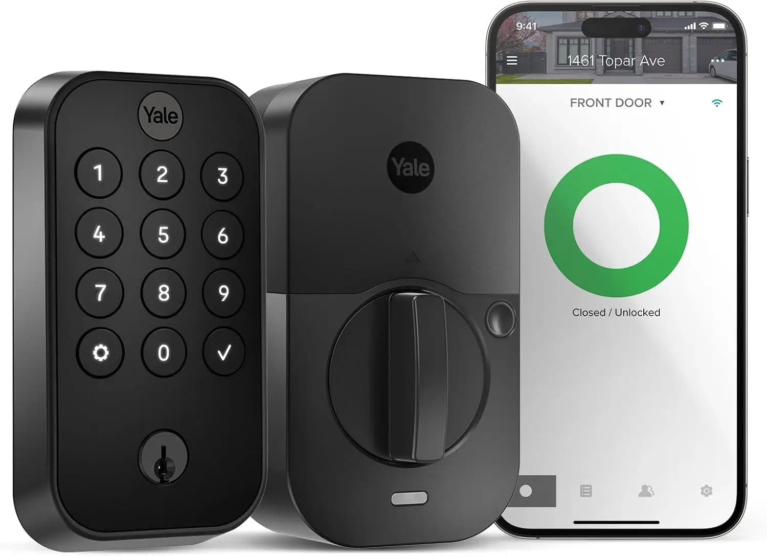 Serratura Intelligente Wi-Fi con Tastierino, Accesso Remoto, Finitura in Pelle Scamosciata Nera per Ingresso Sicuro