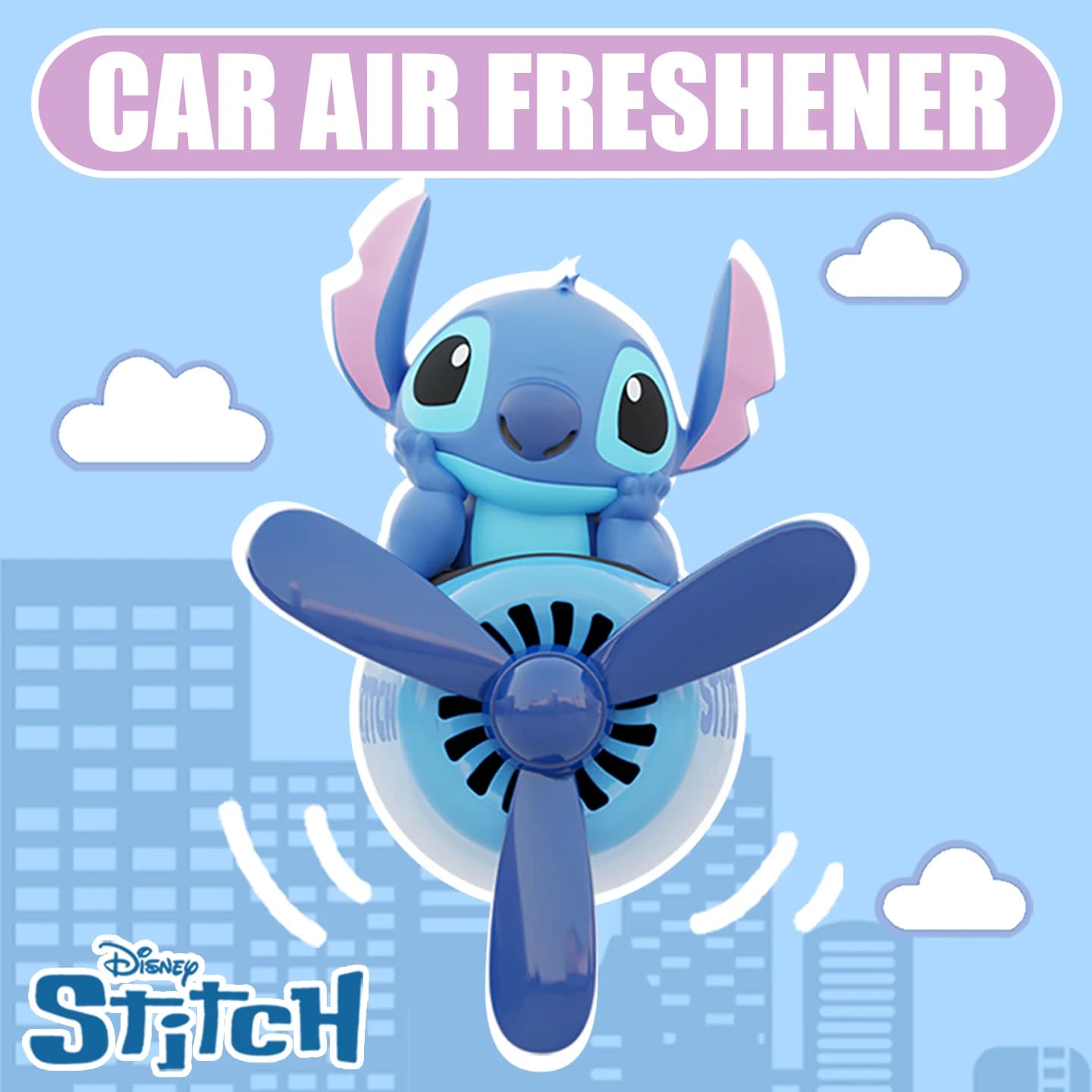 Deodorante per auto Disney Stitch Pilot, simpatico e divertente accessorio a forma di aereo rotante, decorazioni per interni, ornamenti, diffusore di fragranze