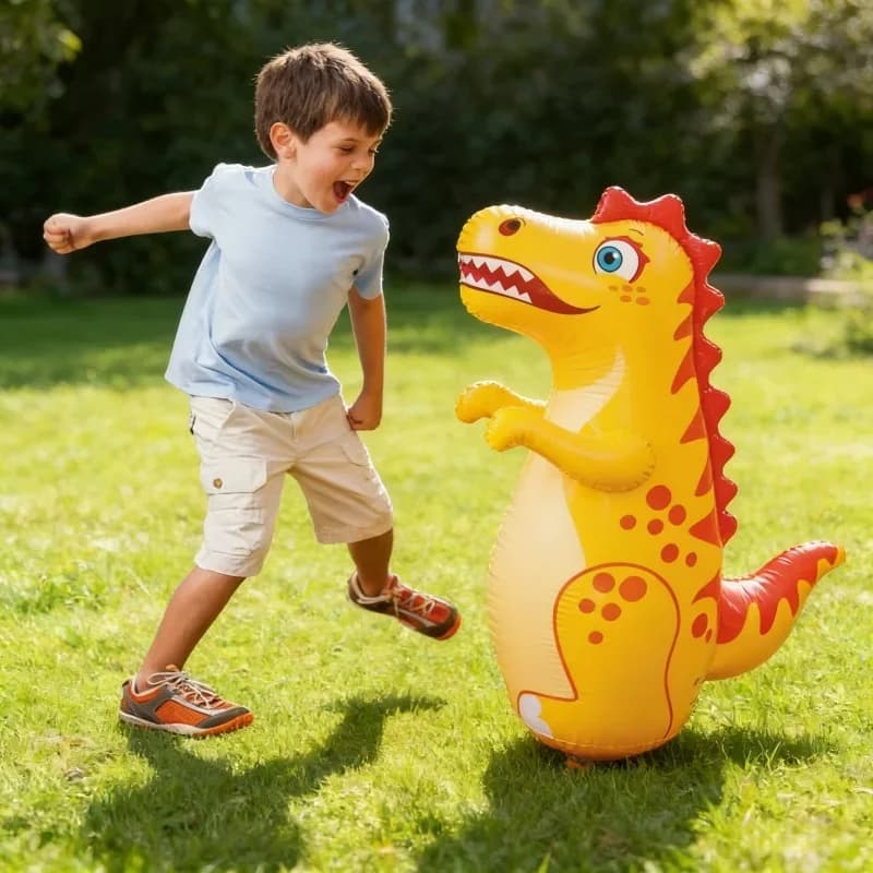 Sacco da Boxe Gonfiabile a Forma di Animale per Bambini, Giocattolo da Spiaggia per Attività e Giochi, con Base Stabile e Riempimento ad Aria