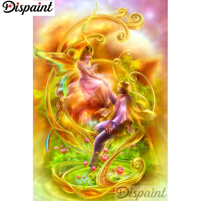 Dispaint Full Square/Round Drill 5D DIY Diamond Painting "Angel boy girl" Embroidery Cross Stitch 3D Home Decor A12758