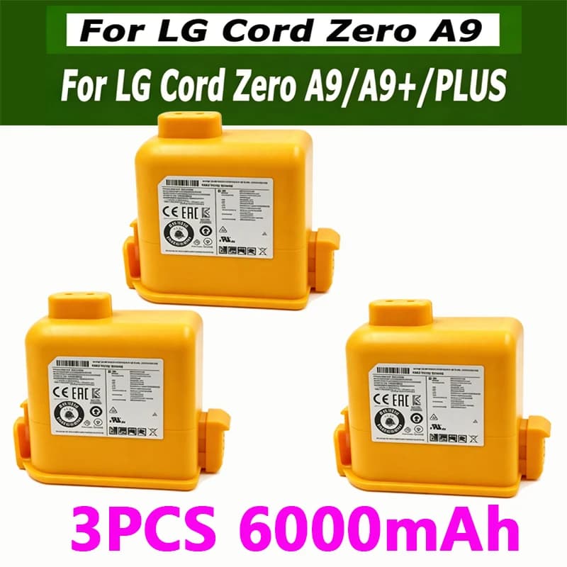 Batteria di Ricambio per Aspirapolvere LG Cord Zero A9, 2 Pezzi, 4000mAh 25.2V