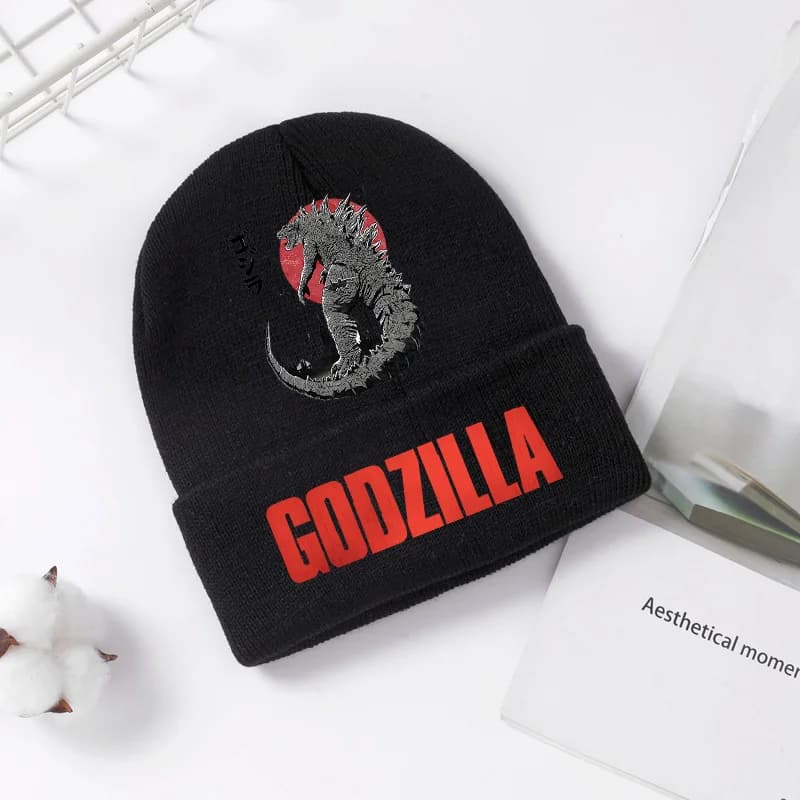 Godzilla Knitted Hat Winter Spring Fresh Man Boys Boys Kidney Printed Carnations without tense Hot and comfortable Kids Party Gift