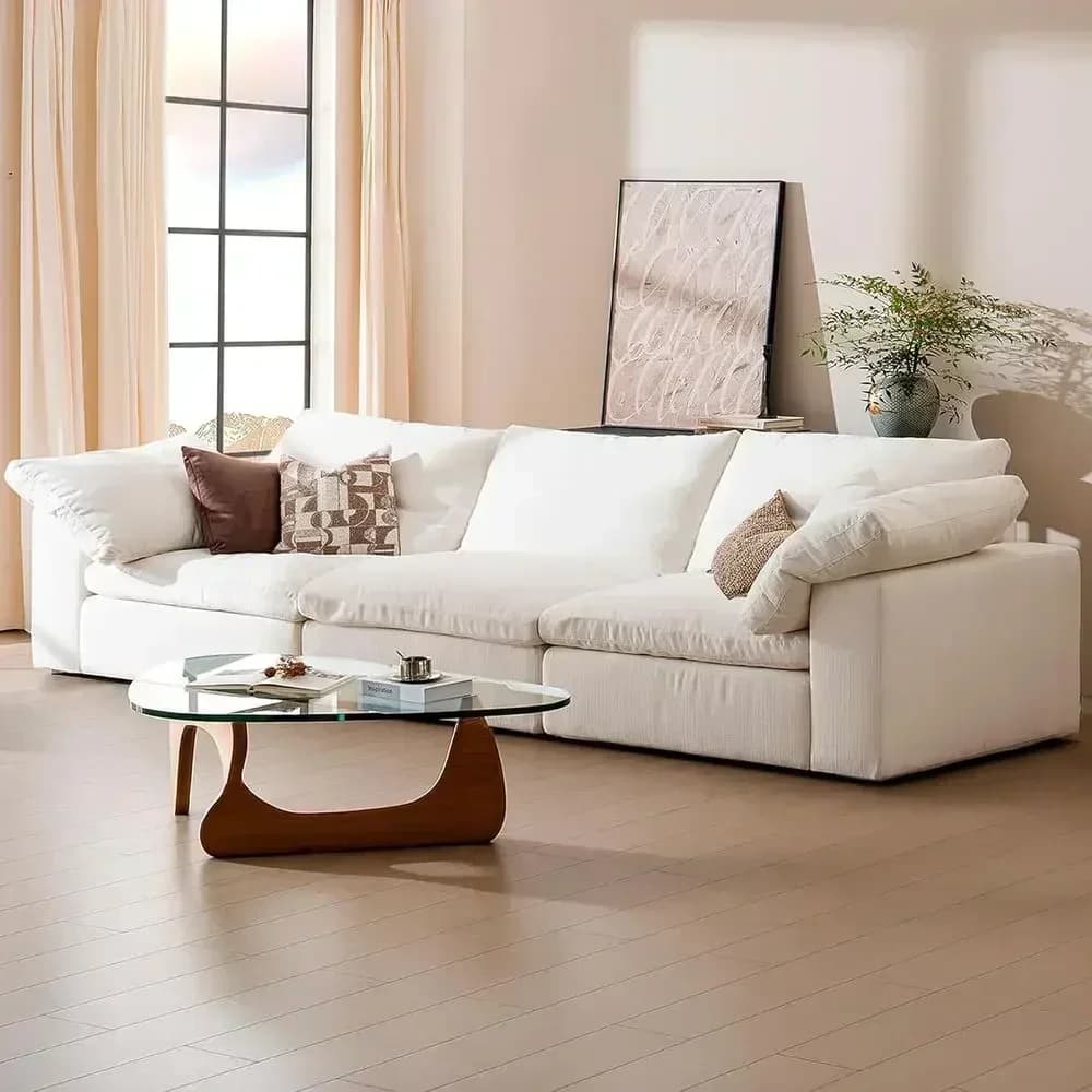 110.2 L-Shaped Modern Sectional Sofa with Ottoman, Cloud-Style Couch for Living Room, Deep Seating with Washable Cover