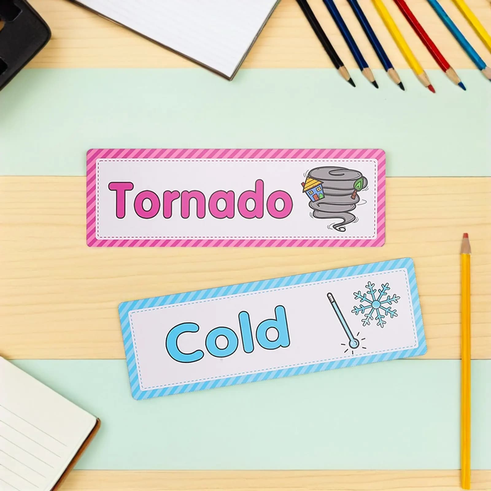 16 carte flash sulle condizioni atmosferiche, flashcard di vocabolario per la scuola materna, flashcard per l'apprendimento del riconoscimento delle condizioni atmosferiche, materiale didattico