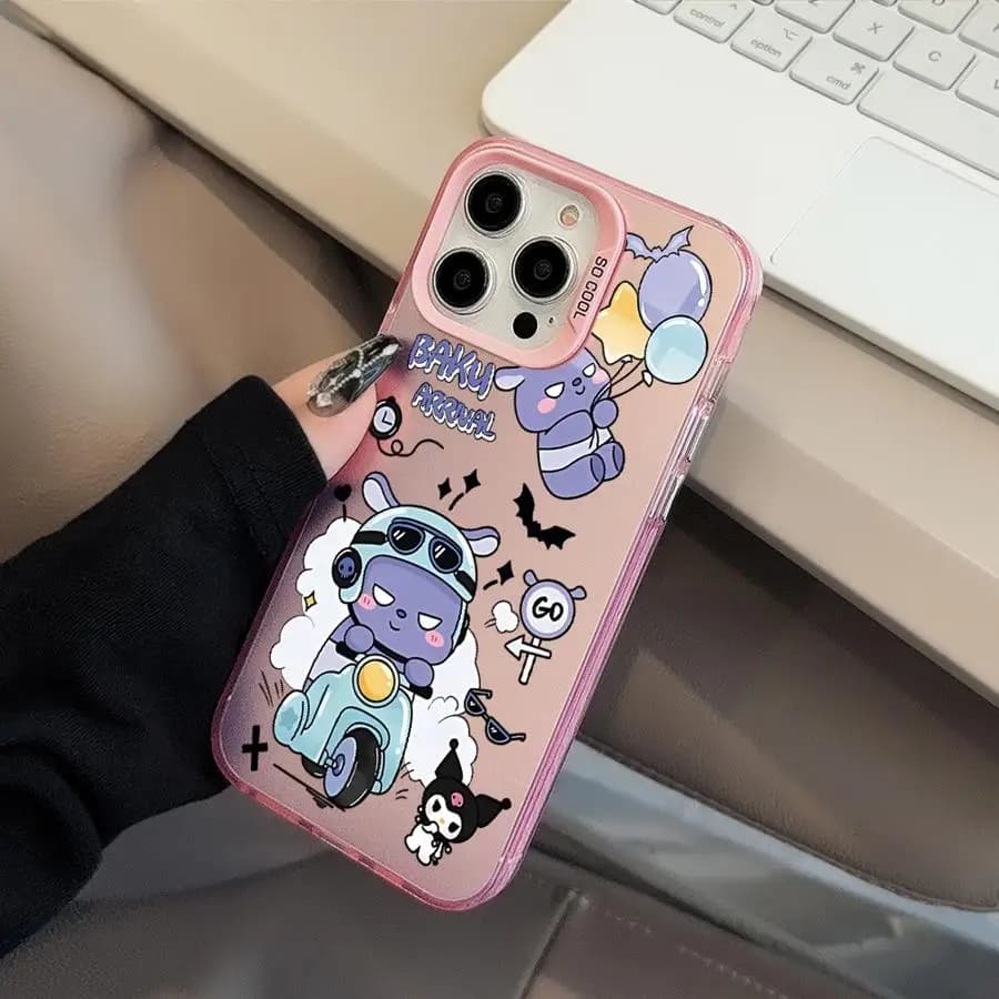 Cartoon Sanrio Kuromi Case for iPhone 17 Pro Max 11 Air 16 17e 13 Pro 14 XR 15 Plus 12 Back Phone Cover
