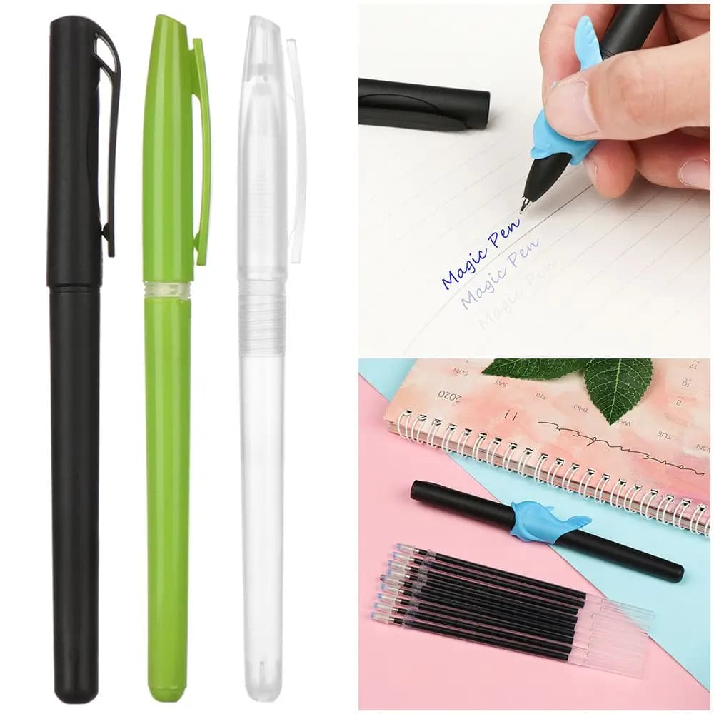 Penne gel scompare per cancelleria Kit penna magica di ricarica per penna sbiadita automatica con inchiostro invisibile blu