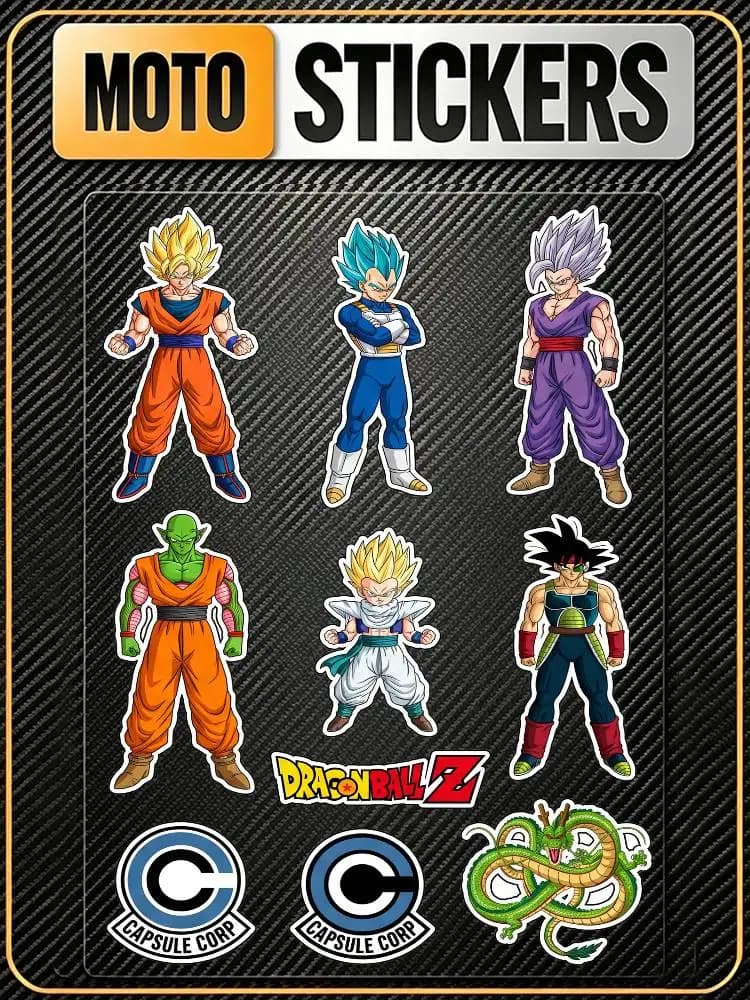 Adesivi Decorativi Riflettenti Impermeabili DRAGON BALL Multiuso per Auto, Bici, Casco, Tazza, Frigorifero