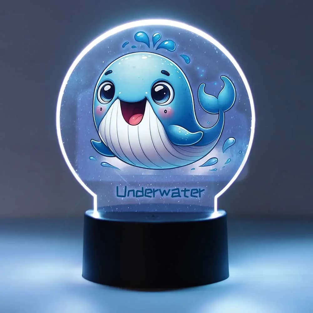 Lampada da Tavolo USB Personalizzabile con Animali Marini, Luce Notturna Moderna per Bambini, Decorazione per Feste di Compleanno, con Pulsante Touch