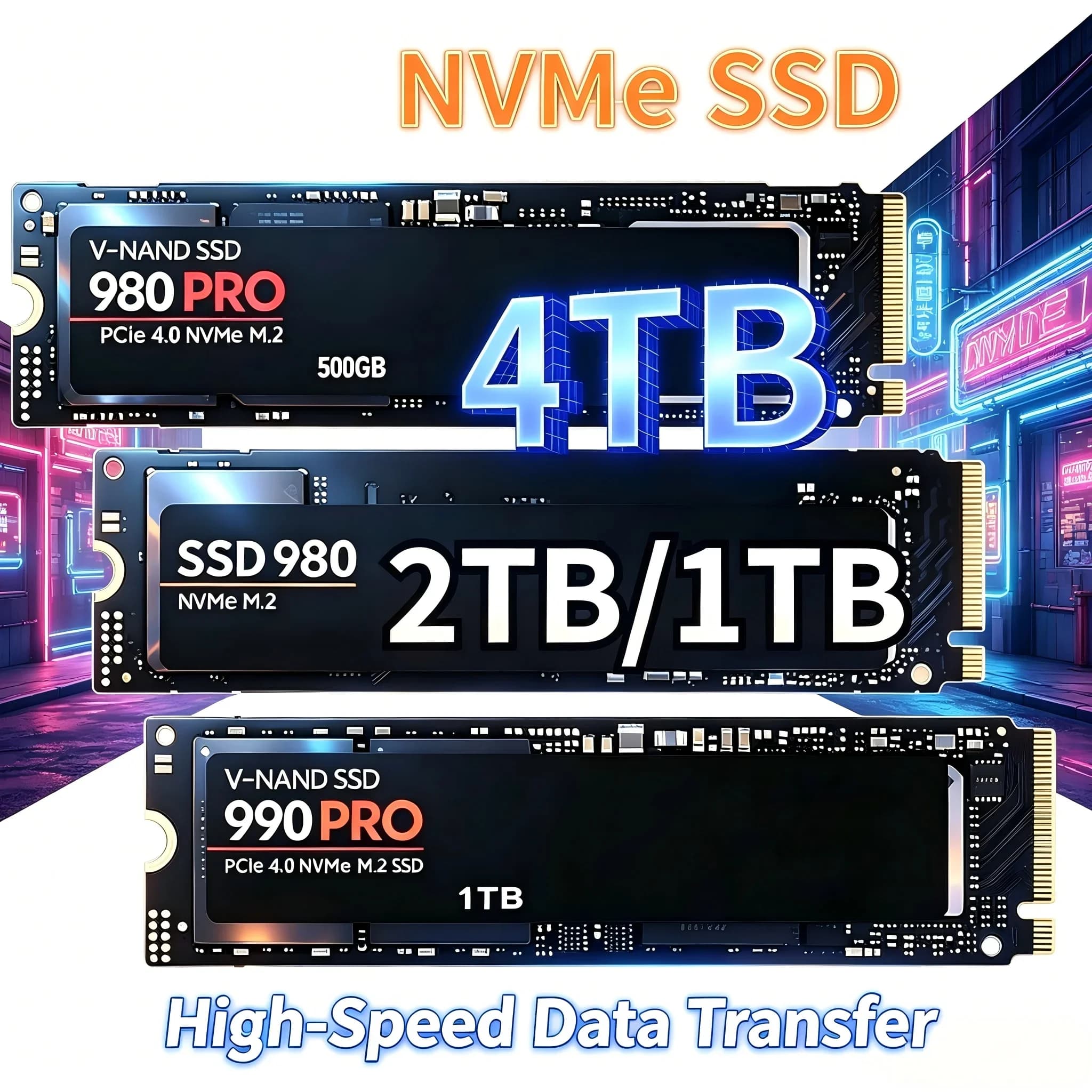7400MB/s PCIe4.0 NVMe M2 SSD Original 980 Pro 990 Pro 1TB 2TB 4TB Internal Solid State Drive for PC Notebook Computer