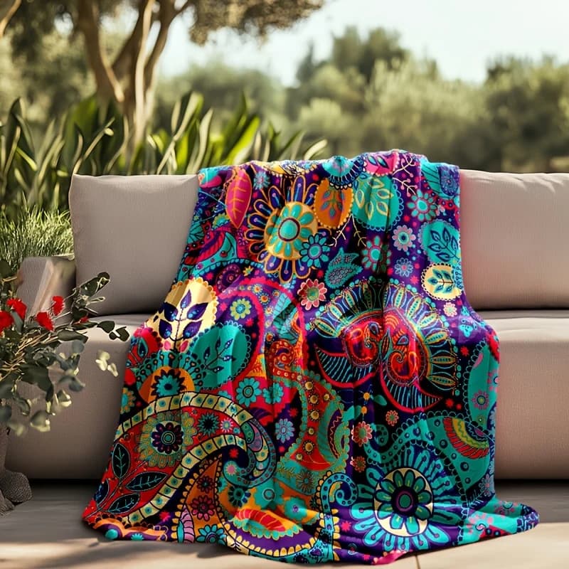 Coperta in flanella con motivo Pellis per tutte le stagioni, calore accogliente e morbidezza, ideale per viaggi, arredamento per la casa