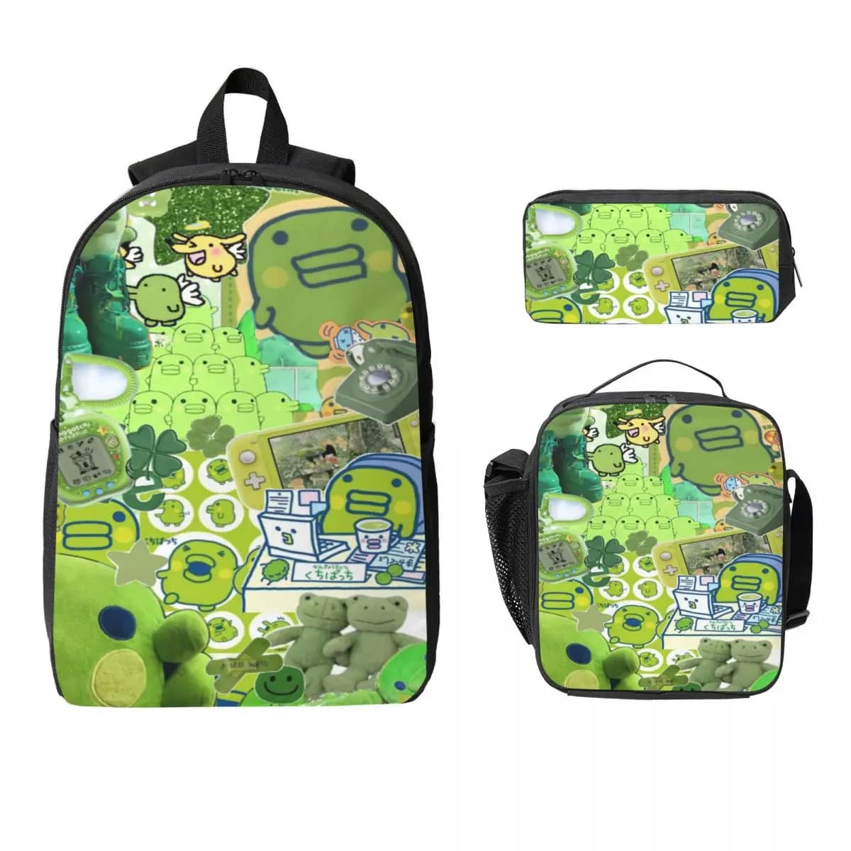 3Pcs Kuchipatchis School bags Set for Boy Girl Pencil Boxes Backpack Sets with Lunch Box For School Students Daypack