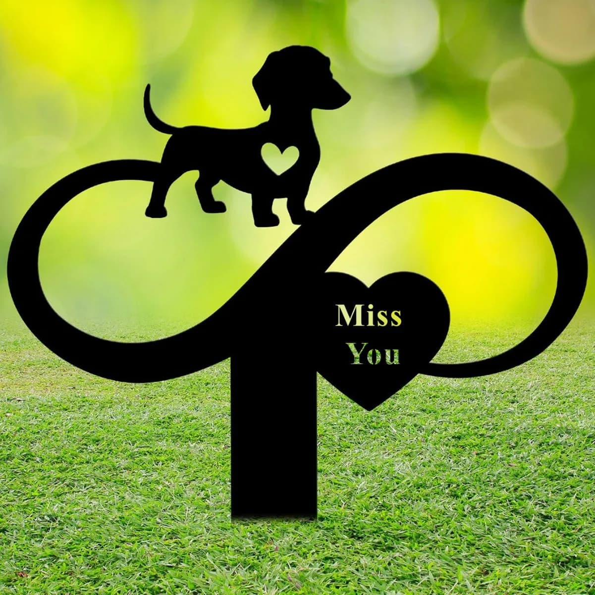 Targa commemorativa per cani e gatti, piastrina da giardino con silhouette di cane e gatto, decorazione per cimitero esterno per animali domestici