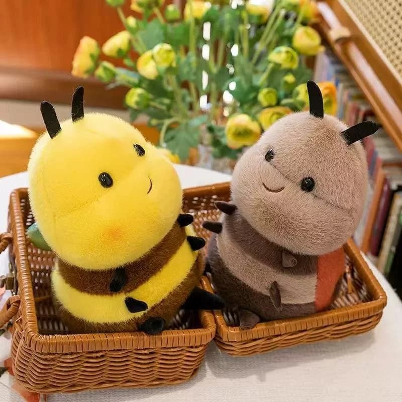 Peluche Corto e Morbido a Forma di Ape e Coccinella, Statuetta Animale Imbottita, Bambola per Feste per Bambini, Regalo Ornamentale Morbido