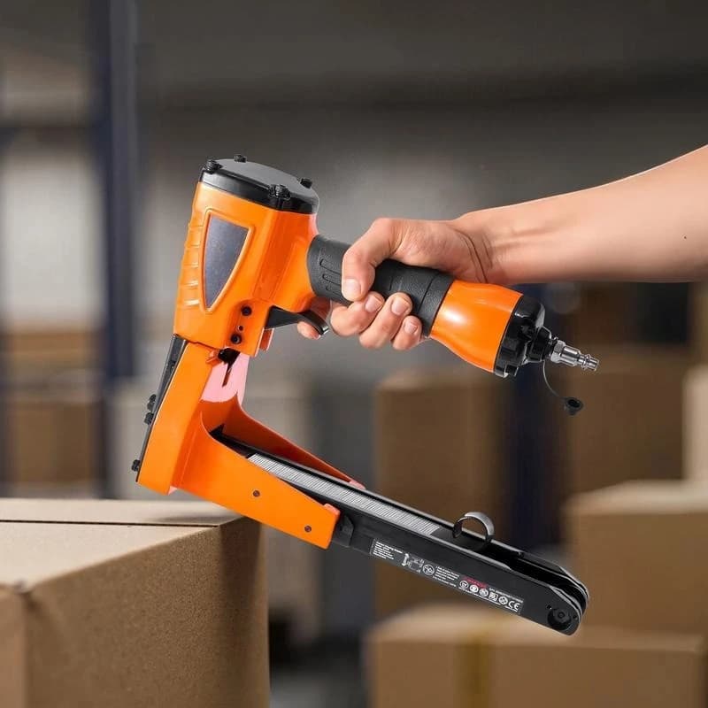 Pneumatic Carton Closing Stapler, 13 Gauge Pneumatic Cardboard Staple Gun for 1-3/8 inch Crown 5/8" & 3/4" Length, Depth-Adjustable 70-120 PSI Air Staple Gun for Boxes Carton Closing, Packaging