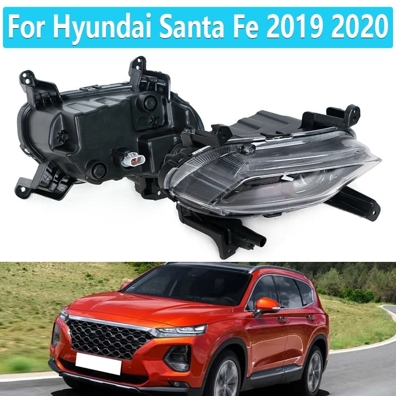 92201S1100 92202S1100 For Hyundai Santa Fe 2019 2020 LED DRL Headlight Front Bumper Fog Lamp Daytime Running Light Fog Lights