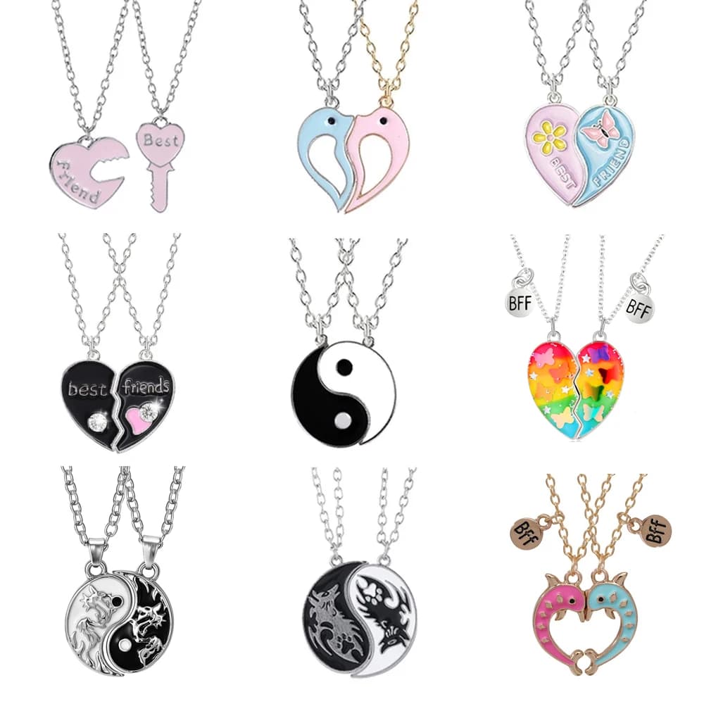 Collana con ciondolo regolabile Dragon Best Friend per donna Girocollo a cuore Catena con serratura a chiave Collare BFF Accessori per gioielli da festa Regalo