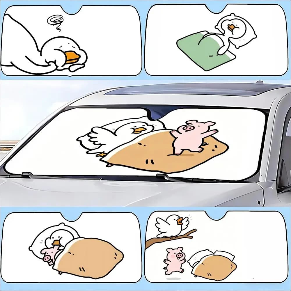 1A-Little Pigeon Duck Parasole per auto, protezione solare per parabrezza anteriore, parasole per auto, protezione UV