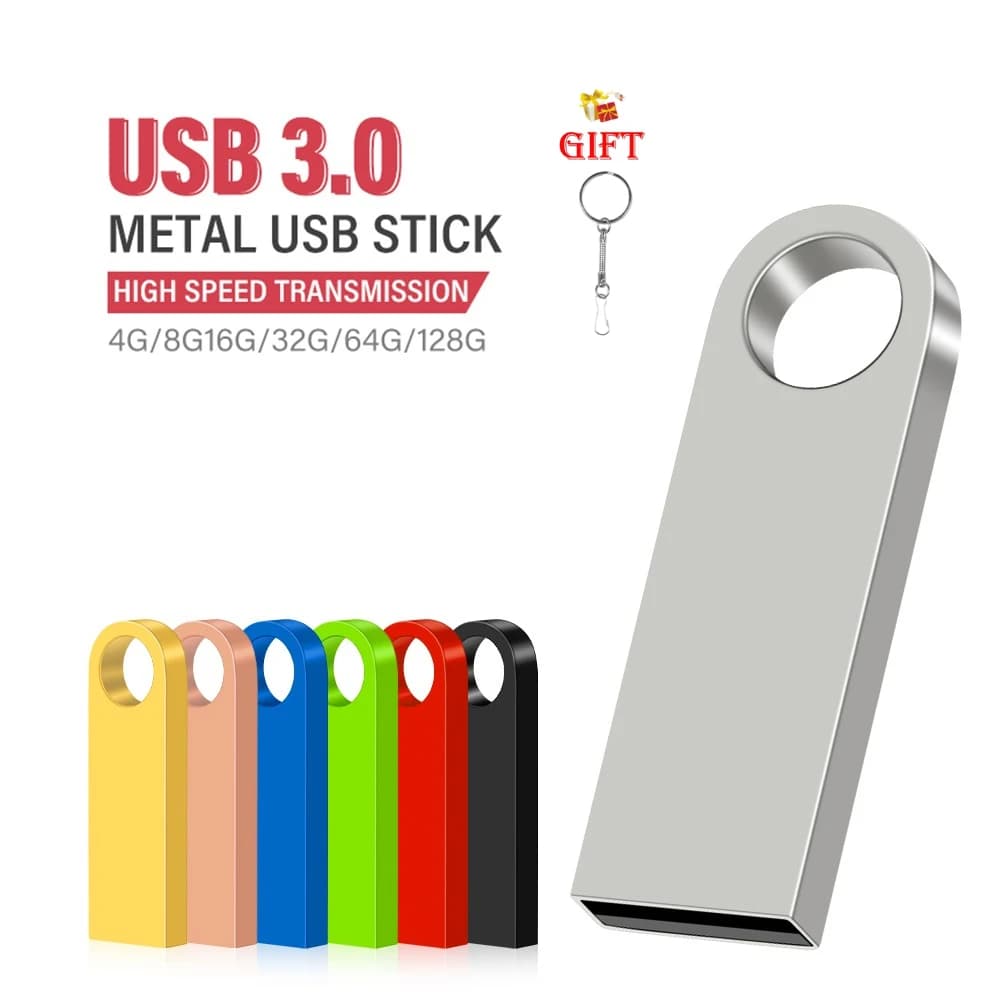 Chiavetta USB 3.0 ad Alta Velocità in Metallo da 128GB, 64GB, 32GB, 16GB, 8GB - Regalo Aziendale, Capacità Reale