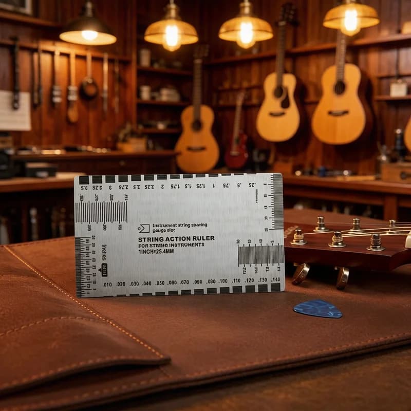 NUOVO Misuratore di Altezza Corde per Chitarra e Basso, Righello in Acciaio Inossidabile, Strumento di Riparazione per Luthier, Accessorio per Misurare l'Altezza delle Corde per Ukulele