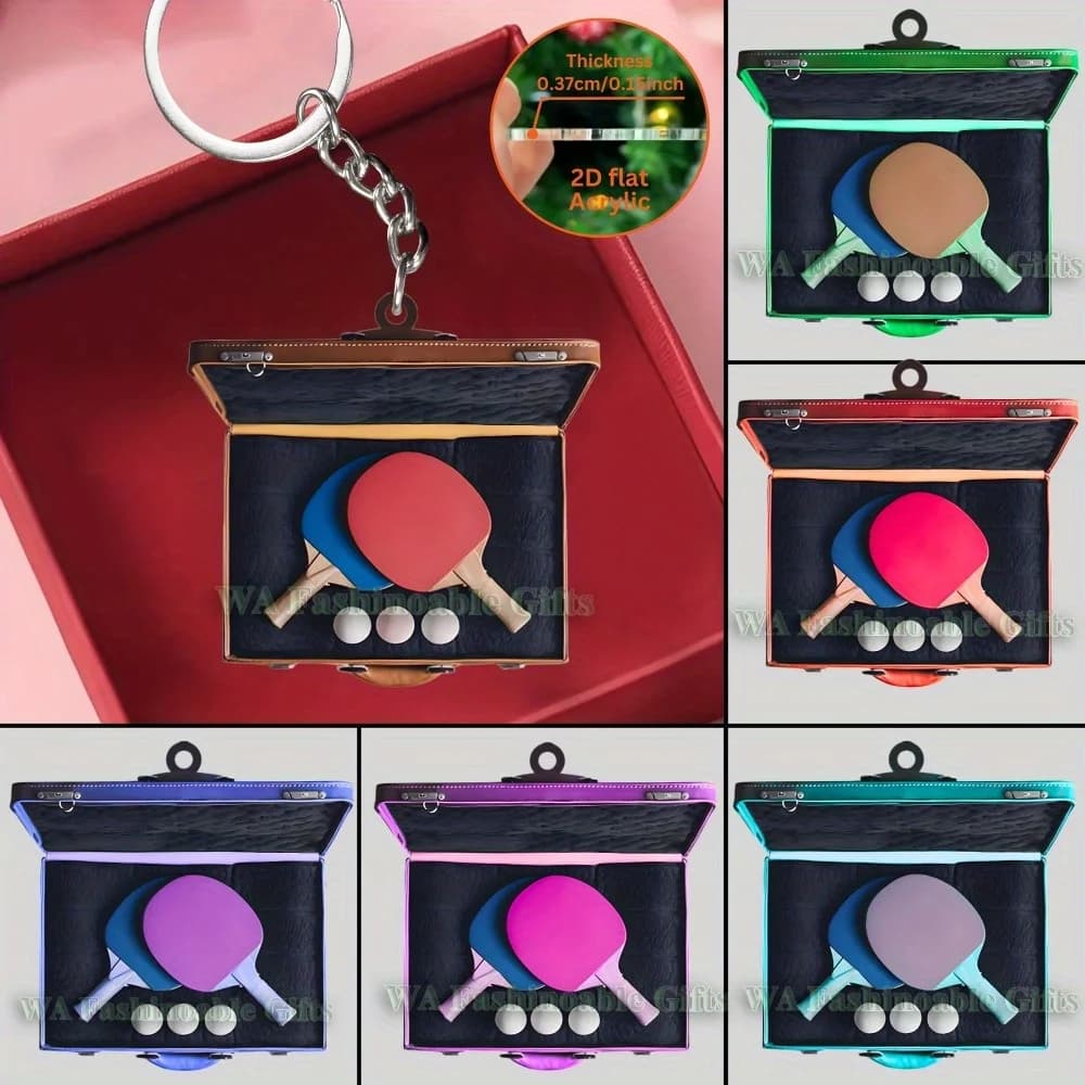Portachiavi stabile per racchetta da tennis, decorazione acrilica piatta 2D per borsa, auto, telefono cellulare, chiave, regalo per compleanno, festa, stagione del ritorno a scuola