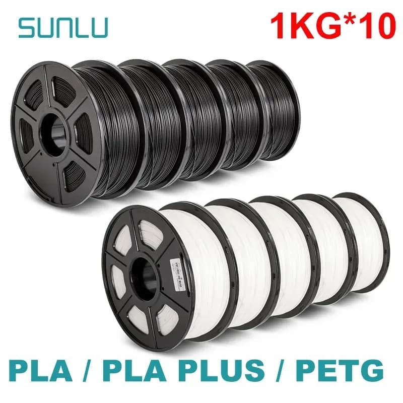 SUNLU 10KG 3D PLA/PETG/PLA PLUS/Filamento trasparente 1.75mm 10Roll 1KG Stampante 3D Filamento 3D ordinato avvolto per stampante 3D e penna 3D